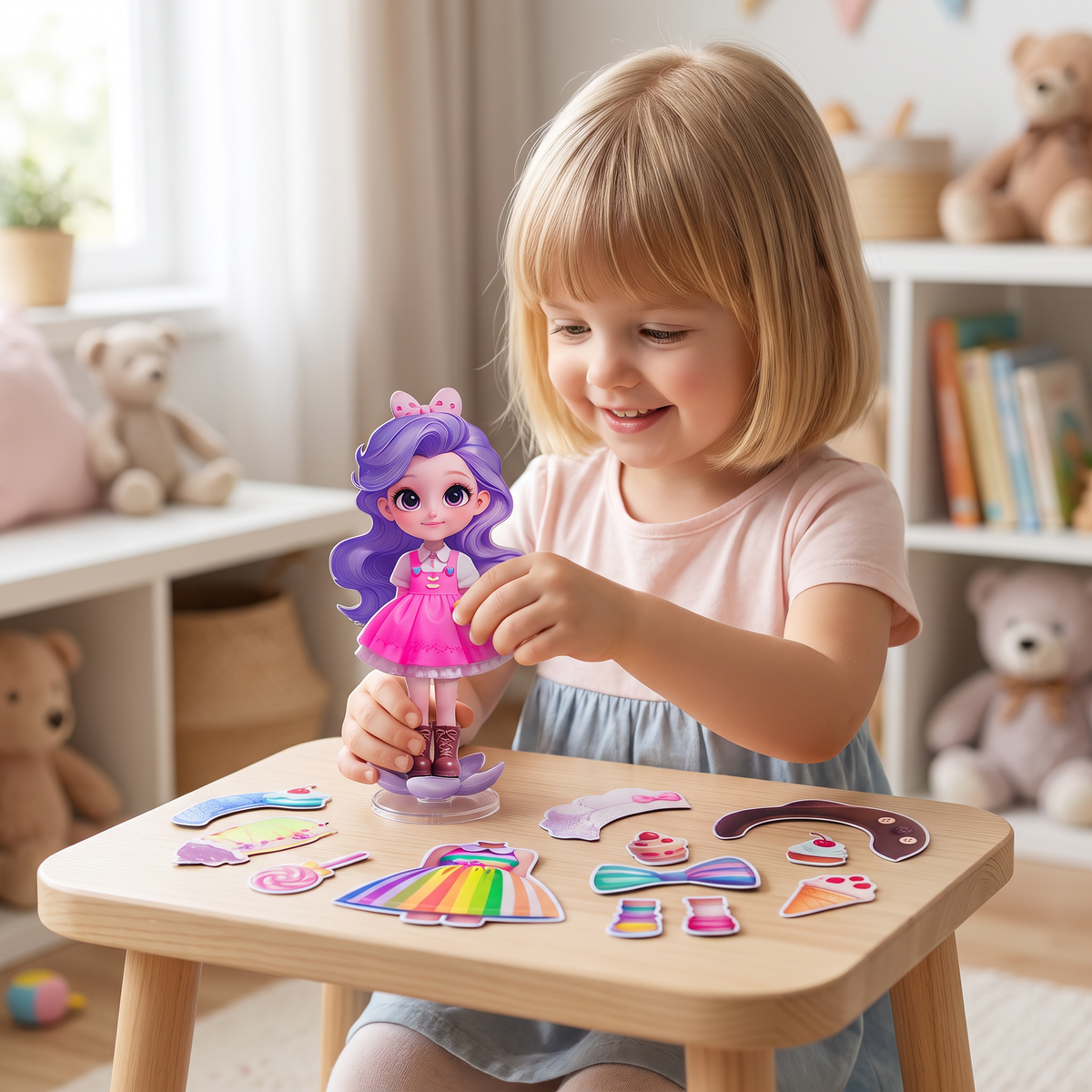 Magnetisches Ankleidepuppen-Set mit austauschbaren Outfits