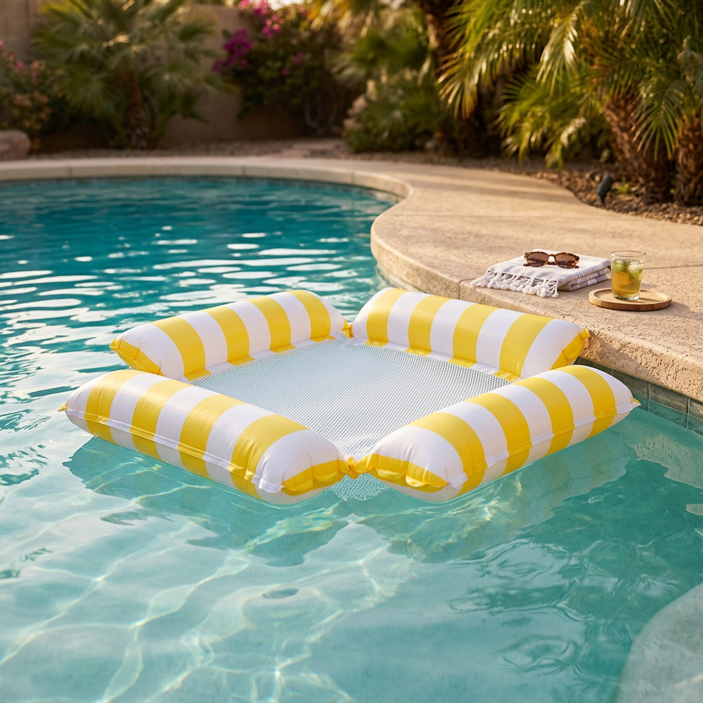 Aufblasbare Wassermatte mit Netzfläche – Komfortable Pool- & Schwimmliege