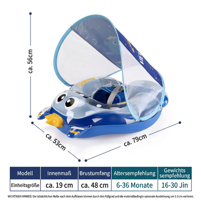 Aufblasbarer Baby-Schwimmring mit Schultergurten & Sonnendach – Sicherer Pool-Sitz für Babys