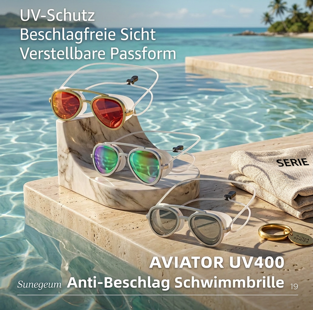 Pro Aviator Schwimmbrille – UV400 Schutz, Anti-Beschlag & Vollflächige Komfort-Passform