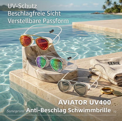Pro Aviator Schwimmbrille – UV400 Schutz, Anti-Beschlag & Vollflächige Komfort-Passform