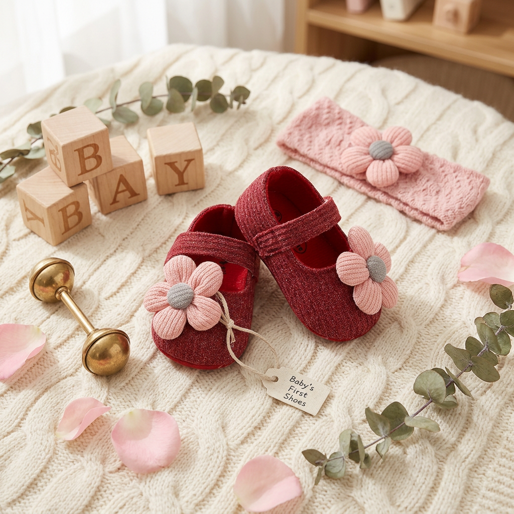 Sommer Babyschuhe mit weicher Sohle im Blumendesign
