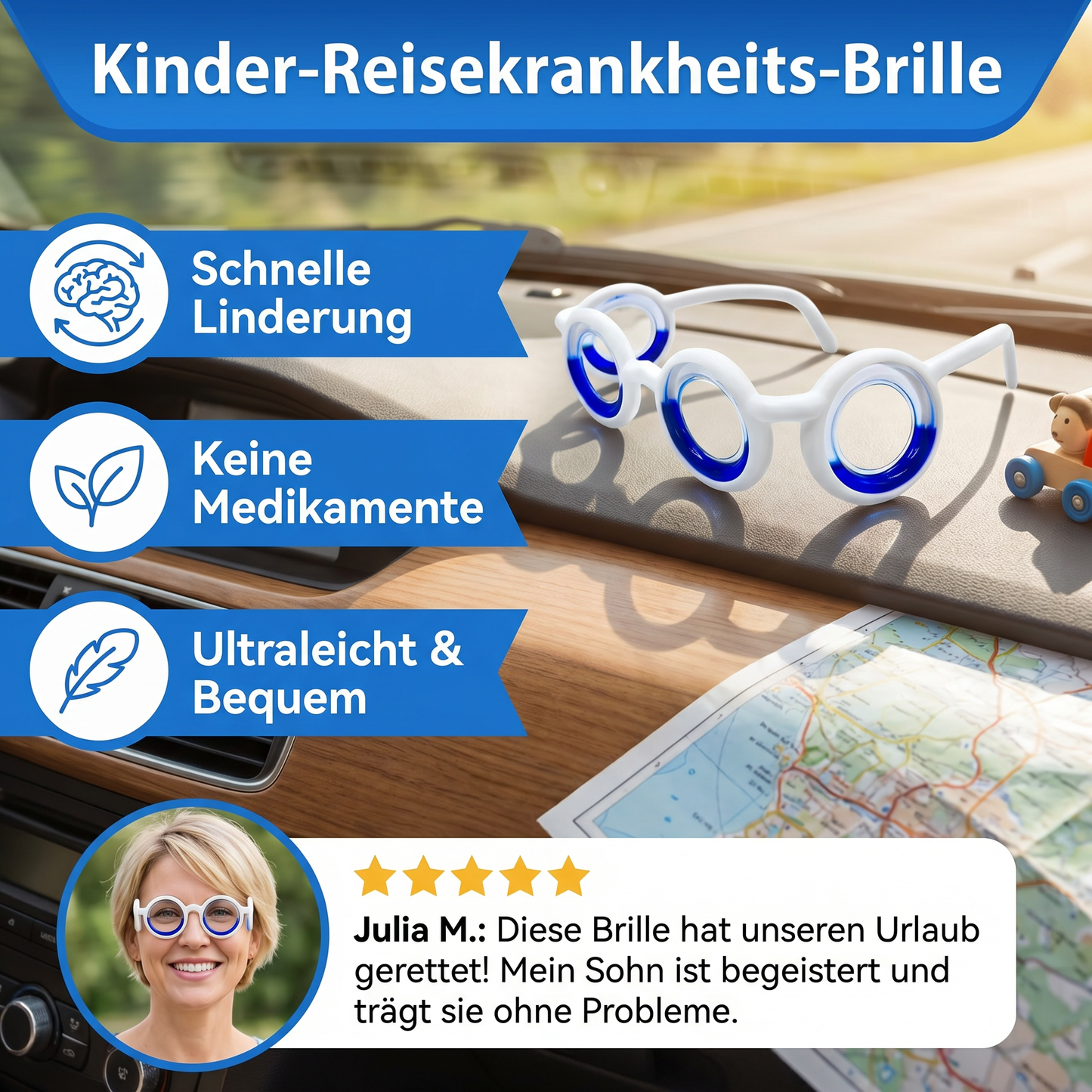 Kinder-Reisekrankheits-Brille – Ultraleichte Hilfe gegen Übelkeit auf Reisen