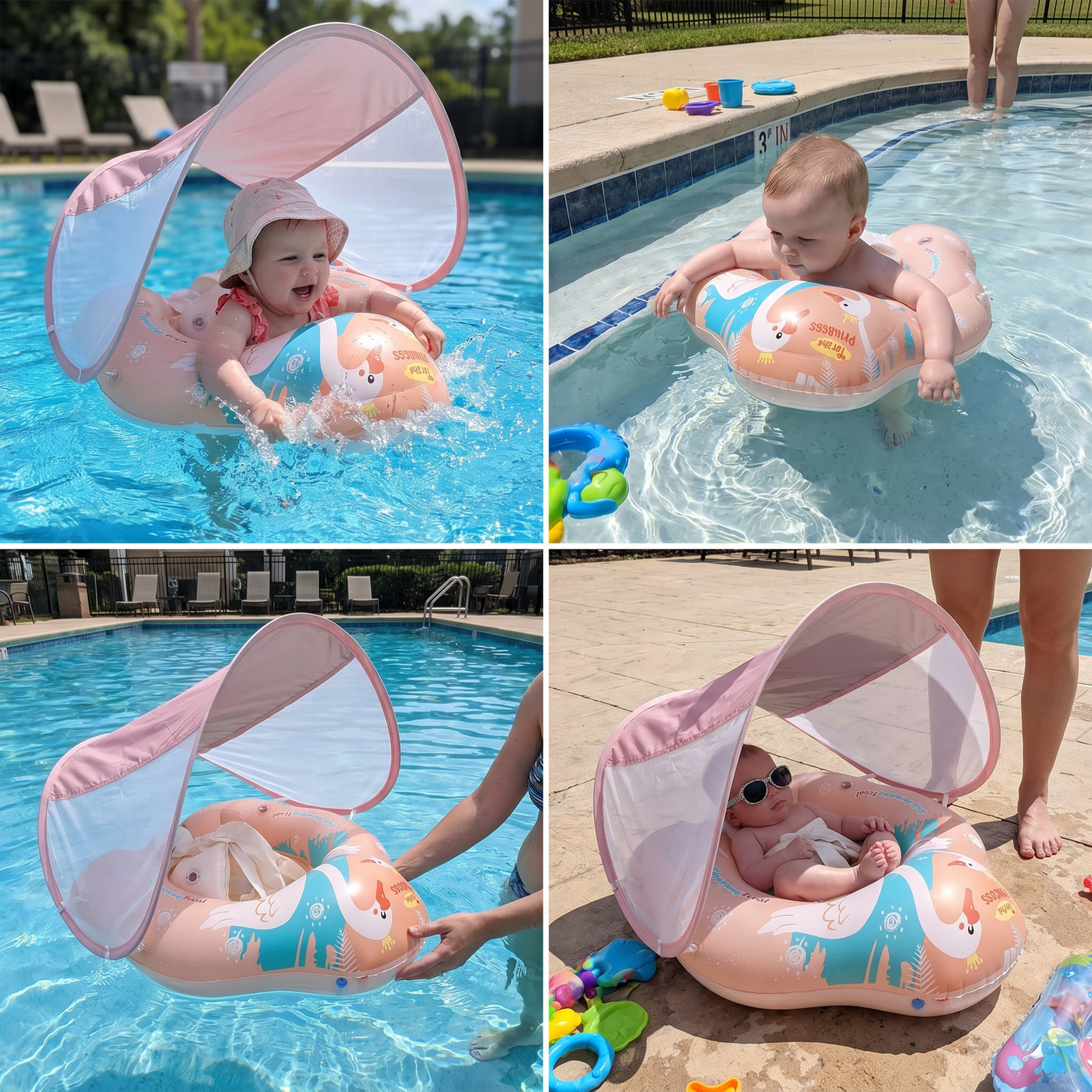 Schwan Baby-Schwimmring mit Sonnendach – Aufblasbarer Sitzring für sicheren Badespaß