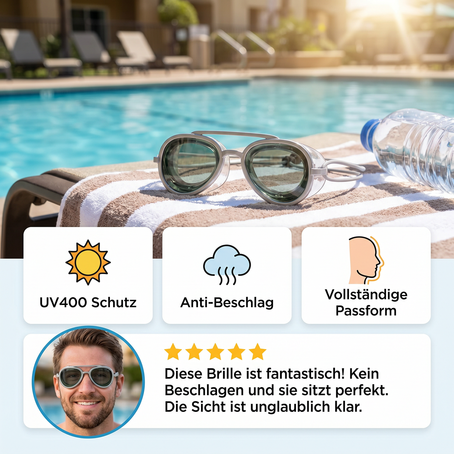Pro Aviator Schwimmbrille – UV400 Schutz, Anti-Beschlag & Vollflächige Komfort-Passform