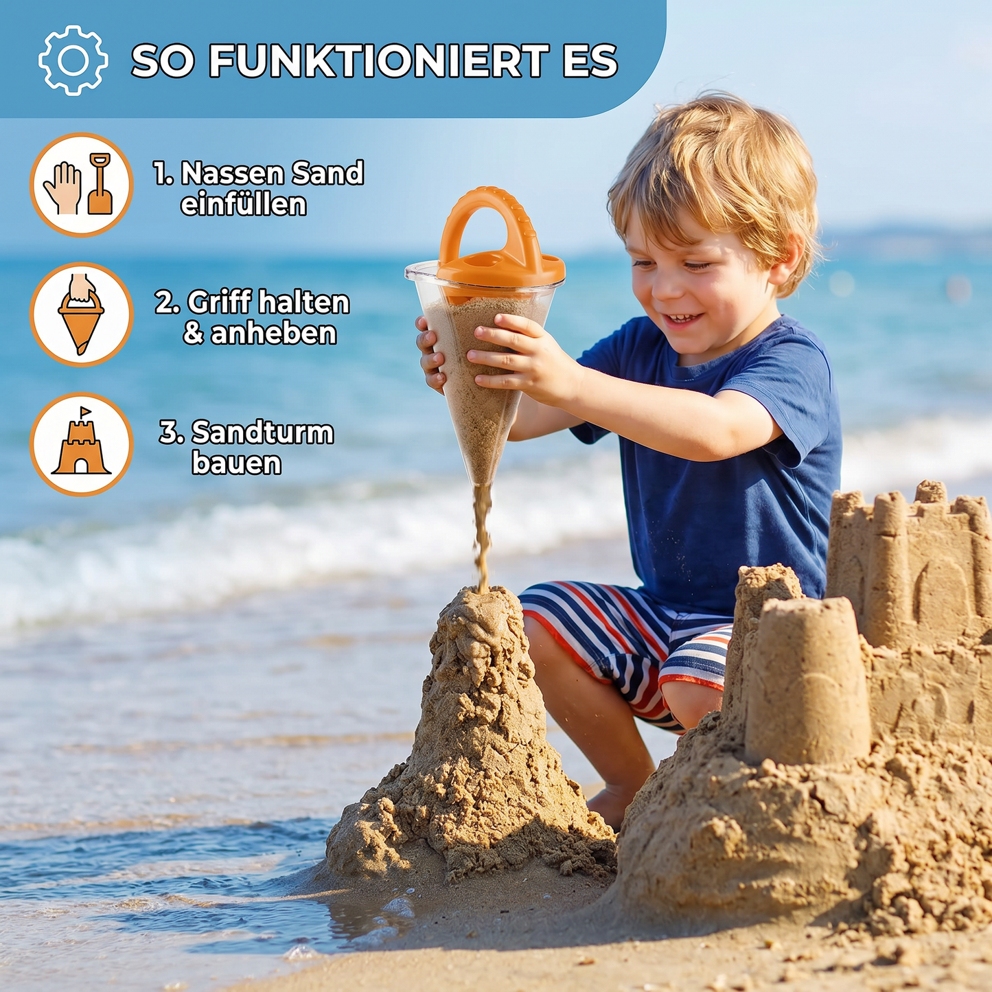 Strand-Trichter-Spielzeug für Kinder