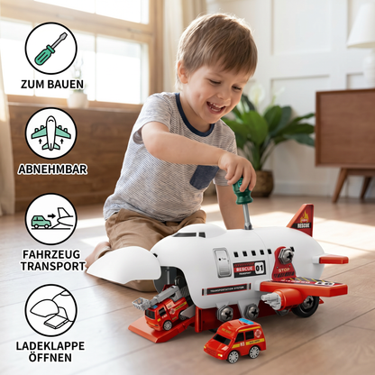 DIY-Spielset „Flugzeug-Transport-Lkw“ mit Baufahrzeugen