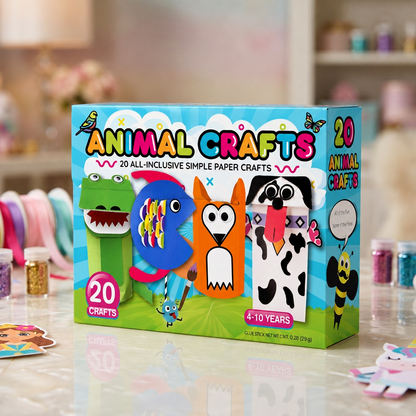 Kinder-Papierbastelbox – 20 einfache DIY-Bastelprojekte für Kinder von 3–10 Jahren mit Klebestift, Klebeband und Umschlägen