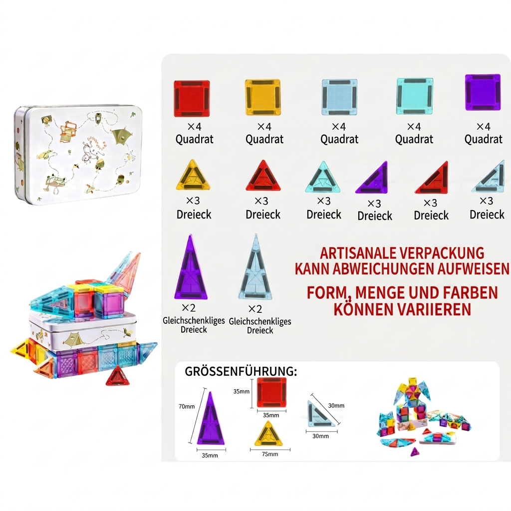 Sicheres Mini-Magnetbaustein-Reiseset mit kompakter Aufbewahrungsbox