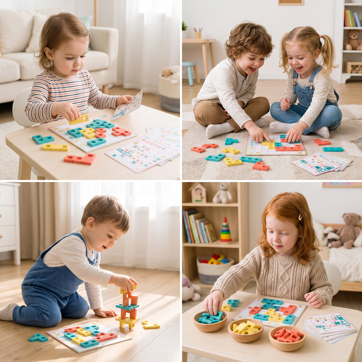 Montessori Holz-Formenpuzzle – Farben- & Logik-Denkspiel für Kinder