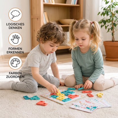 Montessori Holz-Formenpuzzle – Farben- & Logik-Denkspiel für Kinder