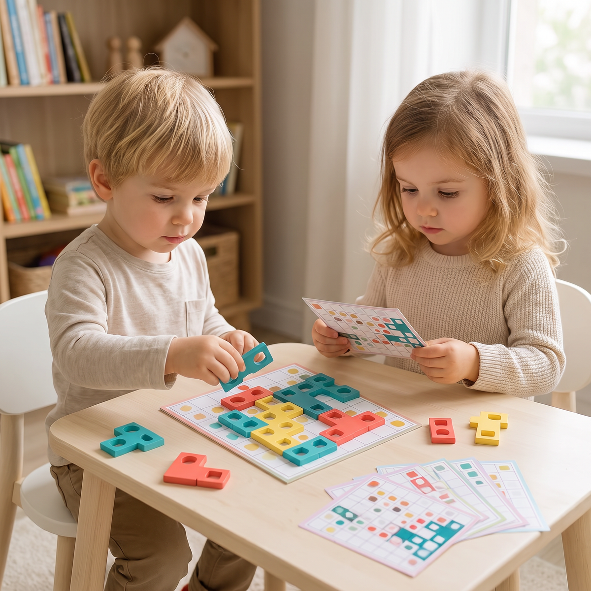 Montessori Holz-Formenpuzzle – Farben- & Logik-Denkspiel für Kinder
