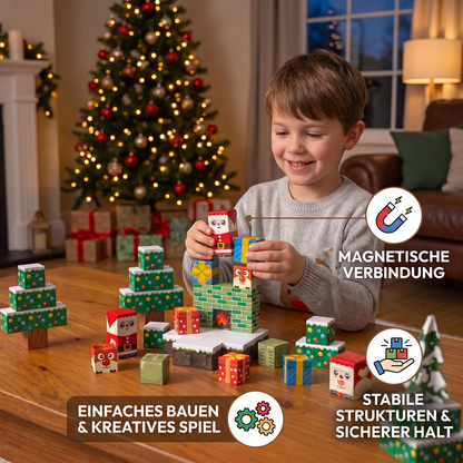 54-teiliges Weihnachts-Magnetbausteinset – Festliches MINT-Konstruktionsspielzeug