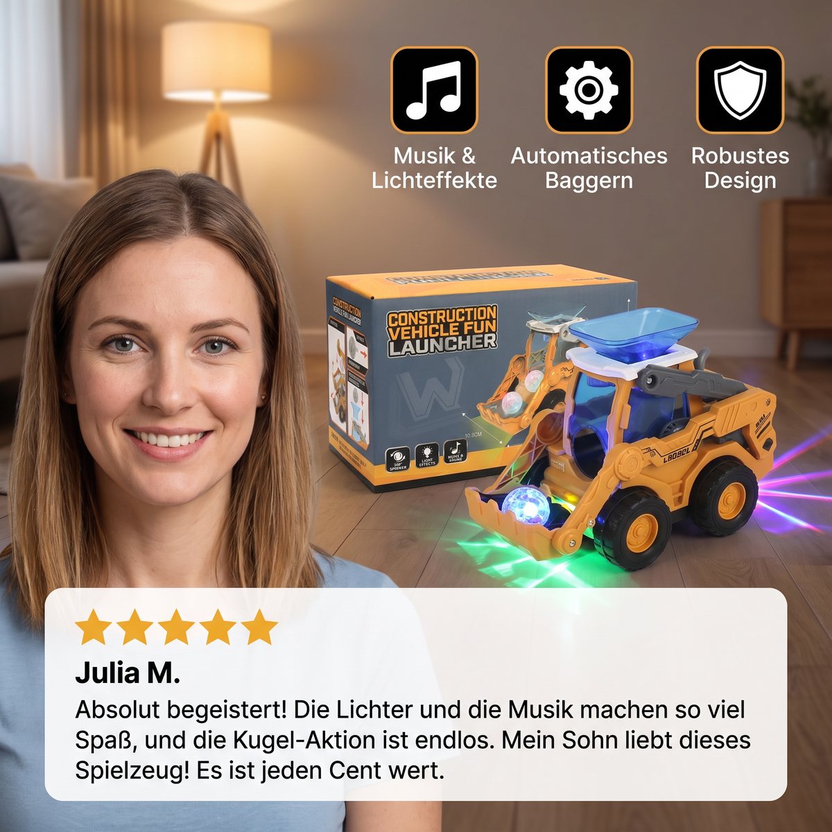 Musikalischer Leucht-Bagger mit automatischer Ball-Schaufelfunktion