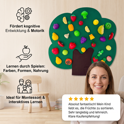 Aktivitätsbrett „Obstbaum“ aus Filz – Montessori-Lernspielzeug