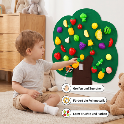 Aktivitätsbrett „Obstbaum“ aus Filz – Montessori-Lernspielzeug