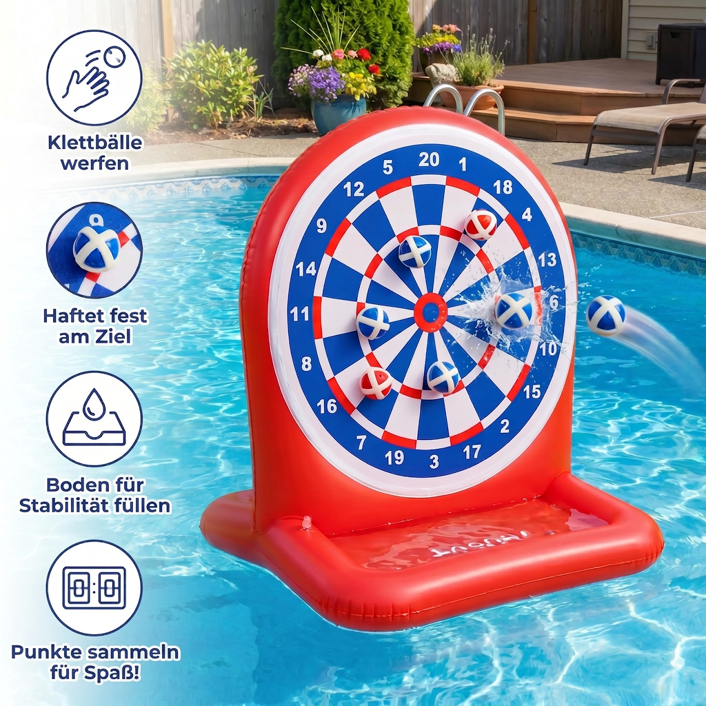 Aufblasbares Wasser-Zielspiel mit Darts – Outdoor-Wurfspiel für den Garten