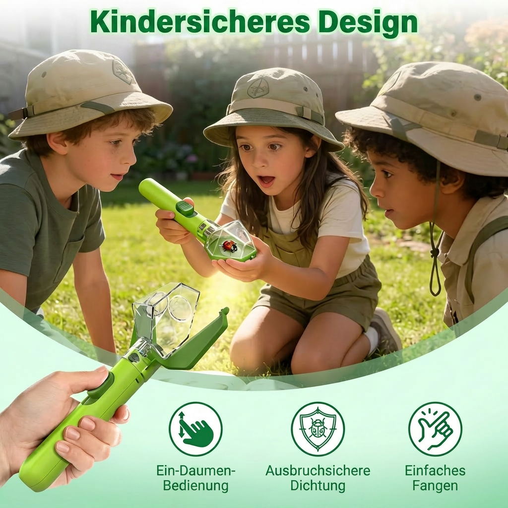 Insektenfanger für Kinder mit 6-facher Lupe – Hilfsmittel zur Insektenbeobachtung für Entdeckungen im Freien