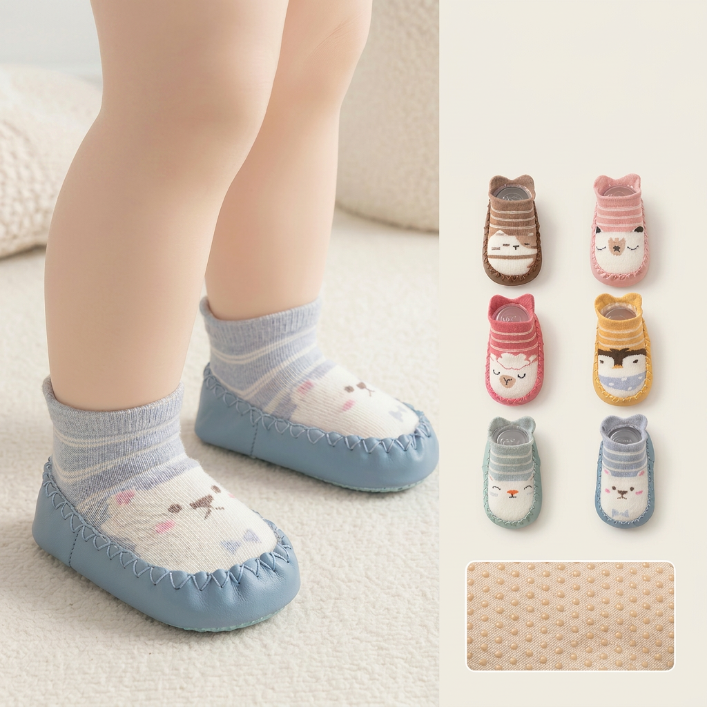 Atmungsaktive Babysocken – Rutschfeste Laufsocken mit weicher Sohle für Säuglinge und Kleinkinder