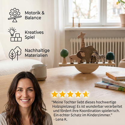 Montessori Balance-Wippe mit Holzsteinen