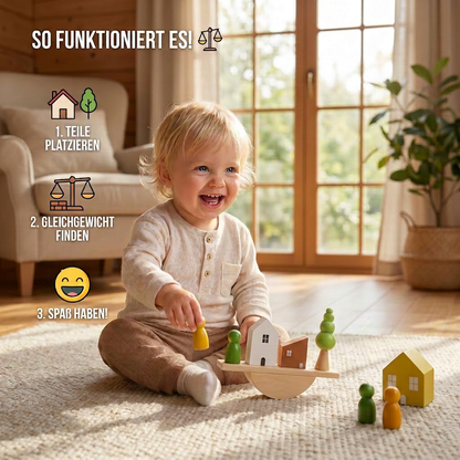 Montessori Balance-Wippe mit Holzsteinen