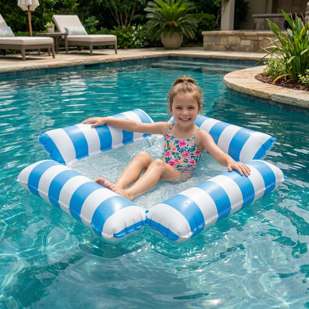 Aufblasbare Wassermatte mit Netzfläche – Komfortable Pool- & Schwimmliege