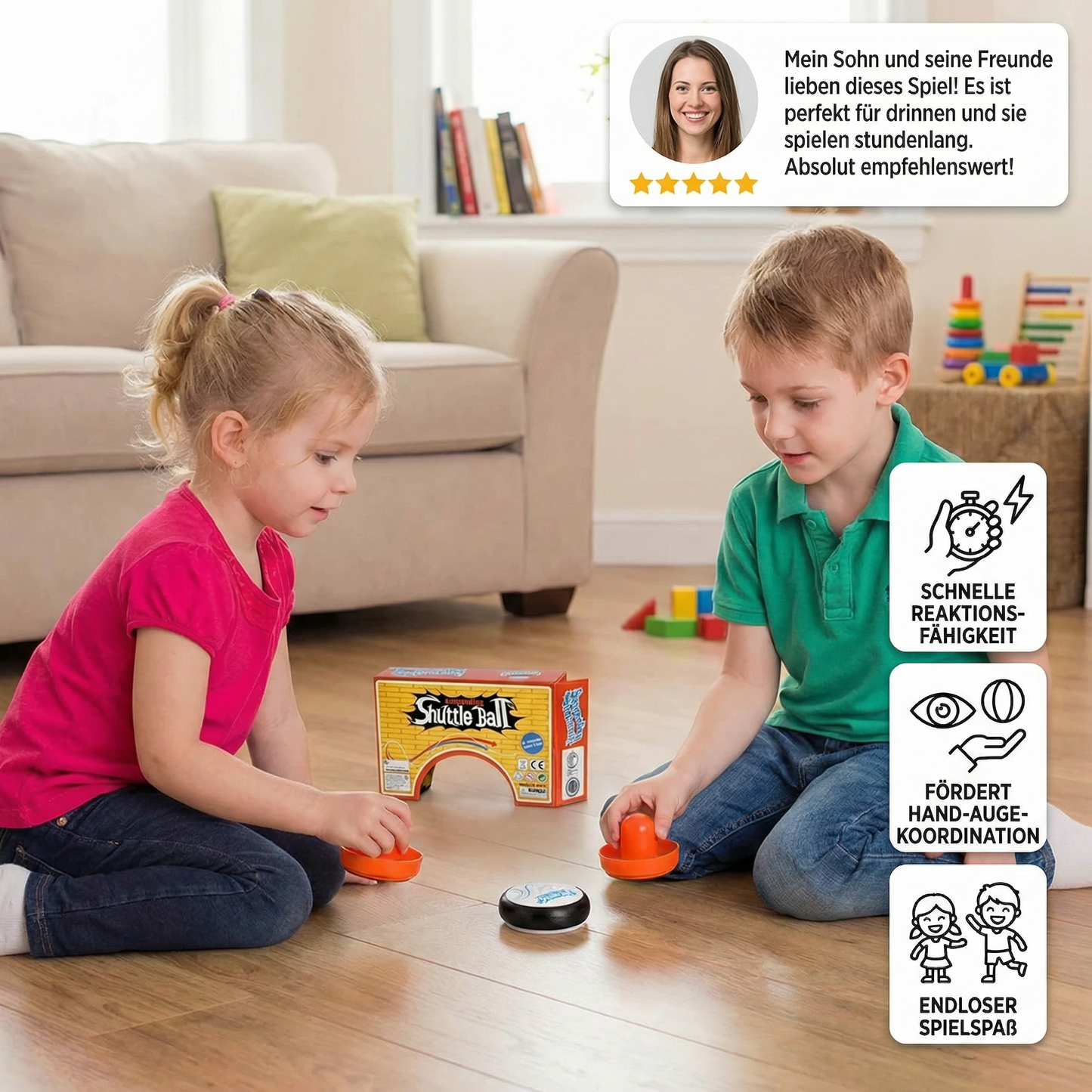 Mini Airhockey Tischspiel für Kinder – Schnelles Reaktionsspiel mit Pucks