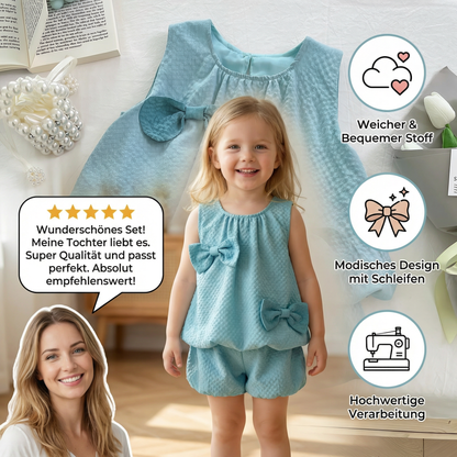Trendiges 2-teiliges Mädchen-Set – Grünes Outfit mit Schleifen-Details