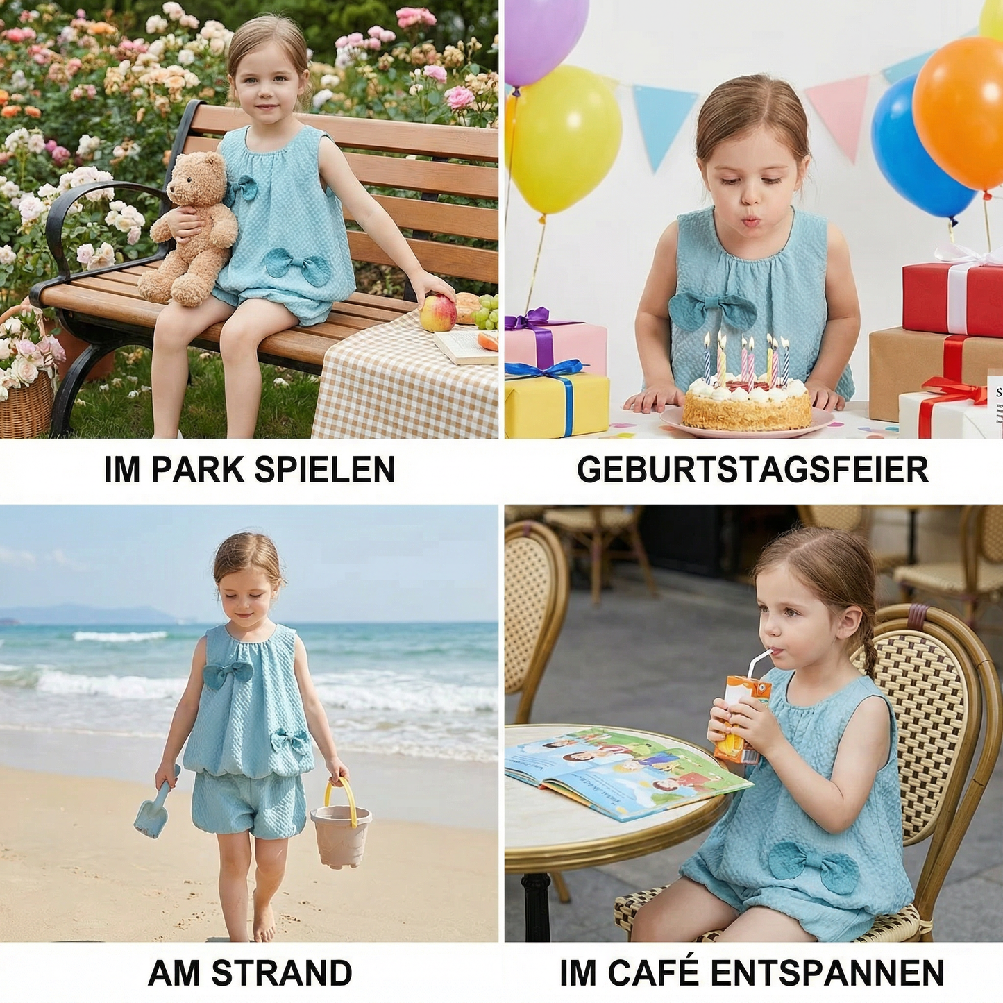 Trendiges 2-teiliges Mädchen-Set – Grünes Outfit mit Schleifen-Details