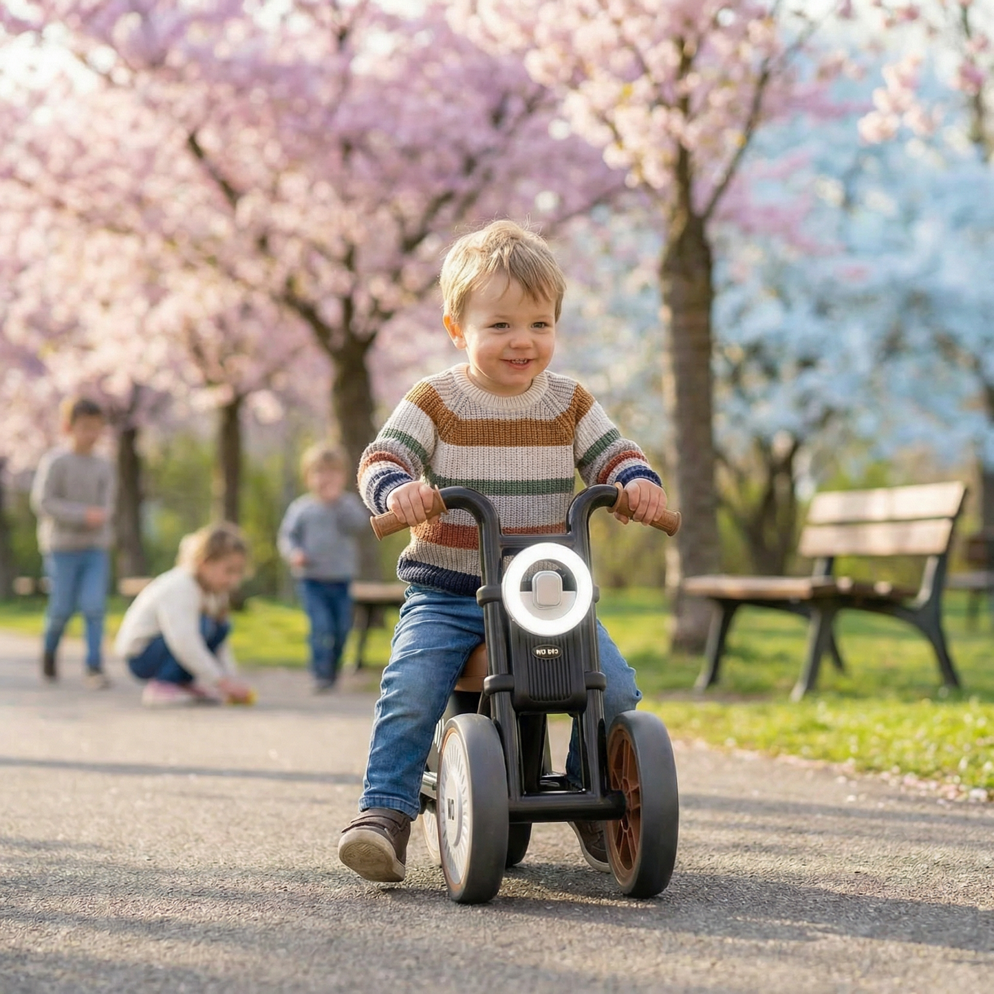 Stylisches Kinder Dreirad mit Reifen Lautlos Technologie und Licht