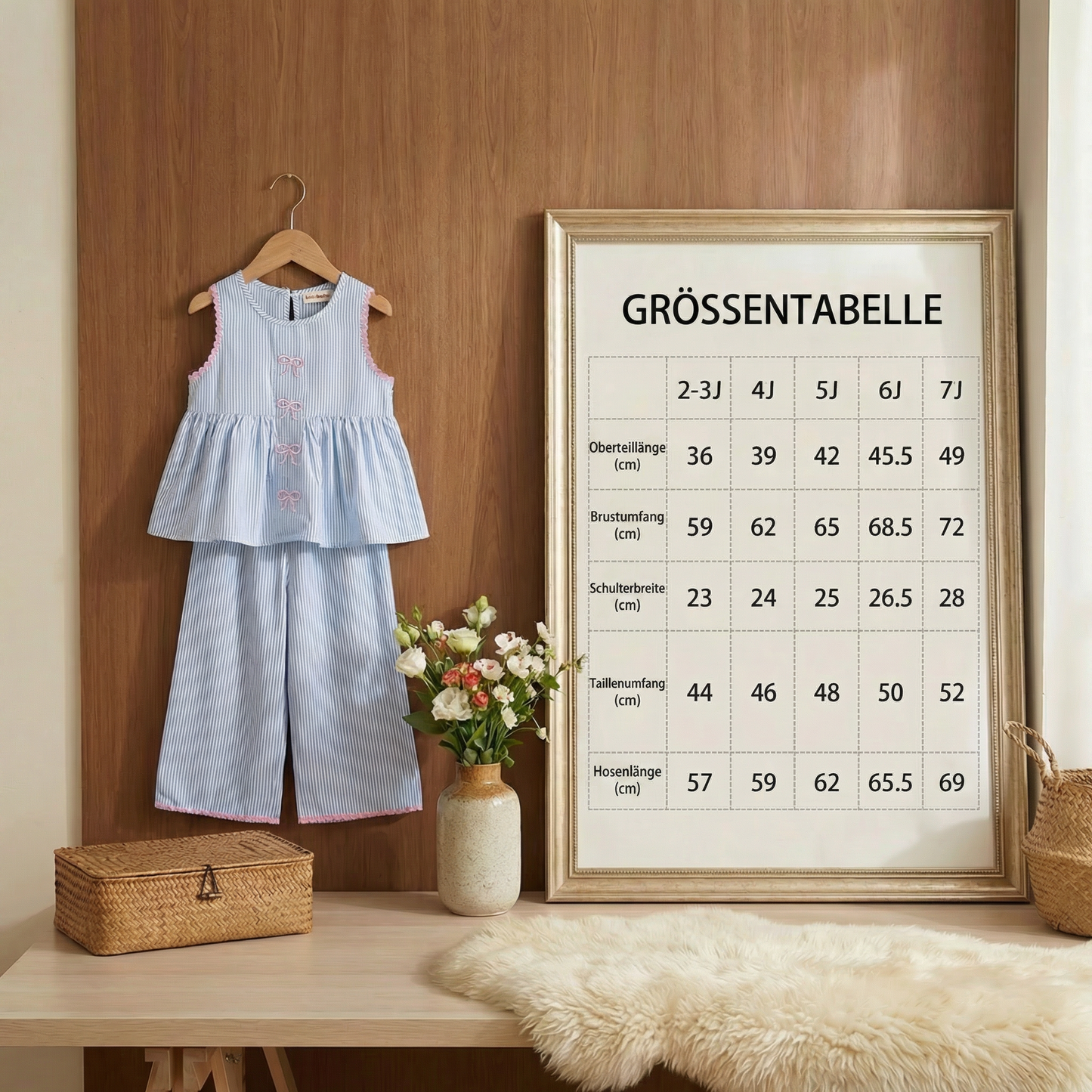 Sommerliches Mädchen-Set mit Streifen & Schleifenstickerei – Süßes 2-teiliges Outfit