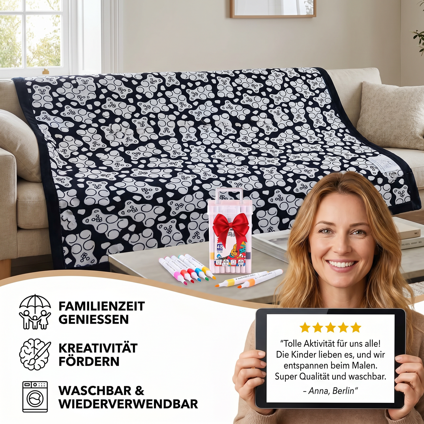 Kreative Ausmaldecke für die ganze Familie