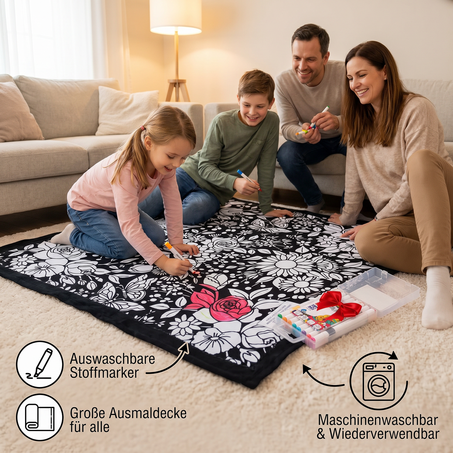 Kreative Ausmaldecke für die ganze Familie