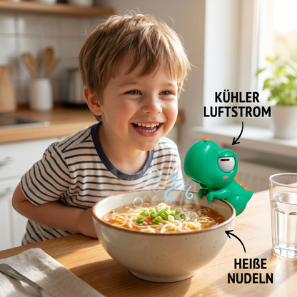 Tasse mit niedlichen Tiermotiven und Kühlventilator