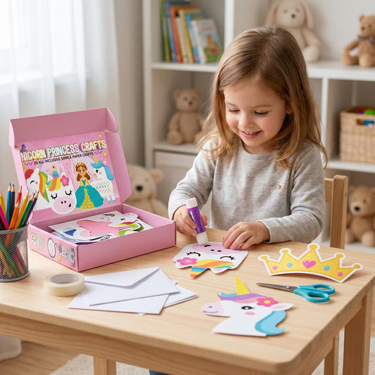 Kinder-Papierbastelbox – 20 einfache DIY-Bastelprojekte für Kinder von 3–10 Jahren mit Klebestift, Klebeband und Umschlägen
