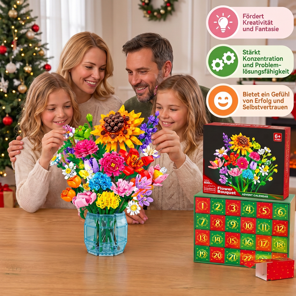 Weihnachts-Blumenstrauß-Baustein-Adventskalender