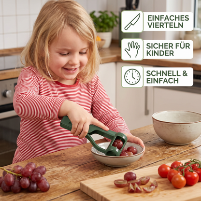 Edelstahl-Trauben- & Cherrytomaten-Schneider – Sicherer Einhand-Viertelschneider für Kleinkinder & Kinder