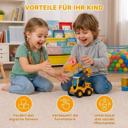 Interaktiver leuchtender Baustellen-Bulldozer mit Ballwerfer für Kinder