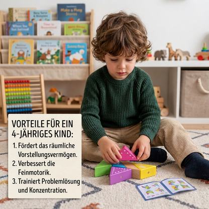 Magnetische Geometrie-Holzbausteine – Kreatives Lernpuzzle