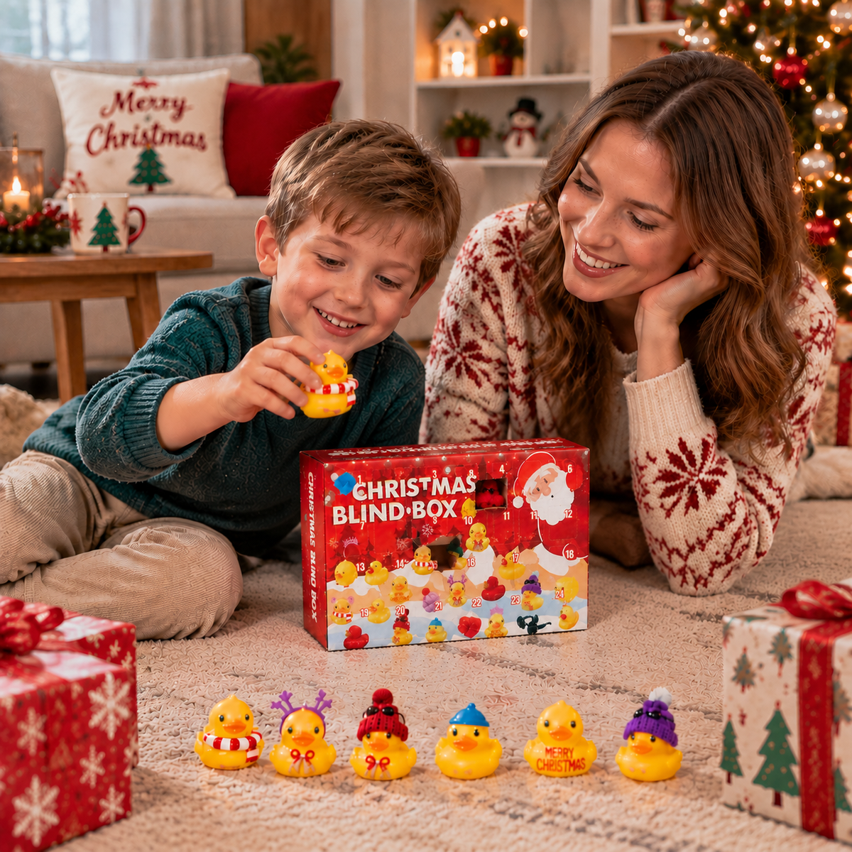Weihnachts-Adventskalender mit Gummienten