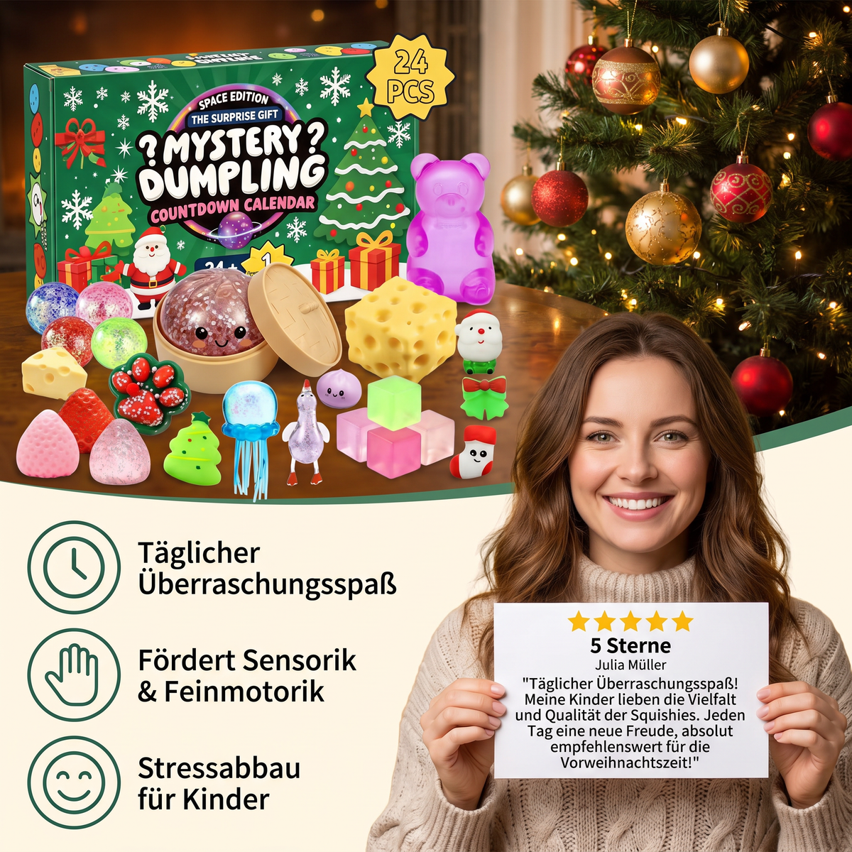 Weihnachts-Squishy-Adventskalender für Kinder