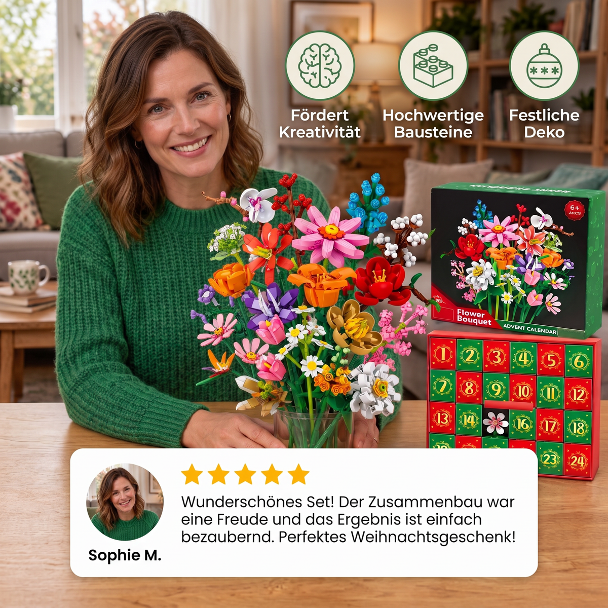 Weihnachts-Blumenstrauß-Baustein-Adventskalender