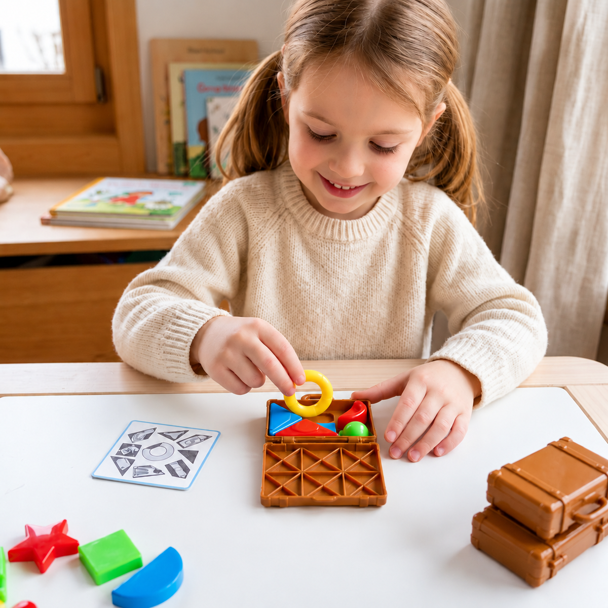 Montessori Farb- & Formensortier-Koffer – Kofferpacken-Geschicklichkeitsspiel für die Familie
