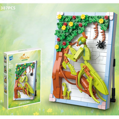 DIY-3D-Naturrahmen-Bausteinset – Blumen & Insekten