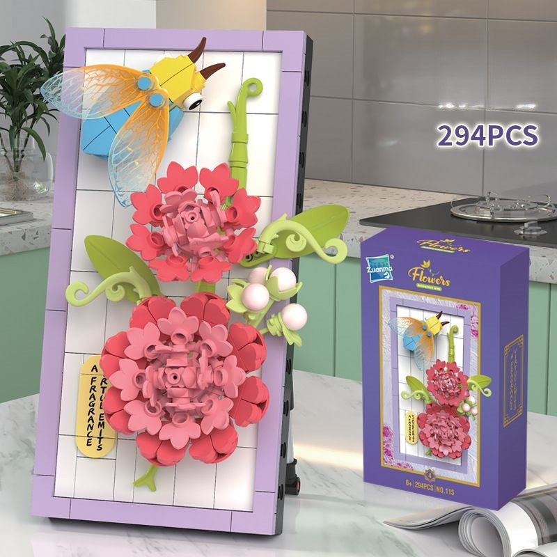 DIY-3D-Naturrahmen-Bausteinset – Blumen & Insekten