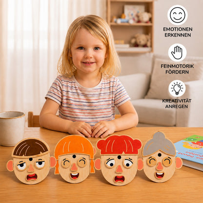 Holz-Lernspielzeug für Gesichtsausdrücke & Emotionen für Kinder