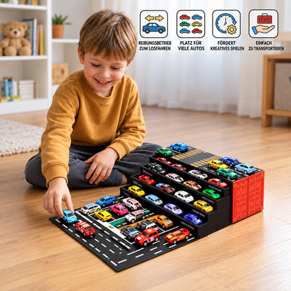 48-teiliges Mini-Druckguss-Rückziehauto-Set mit Aufbewahrungsbox