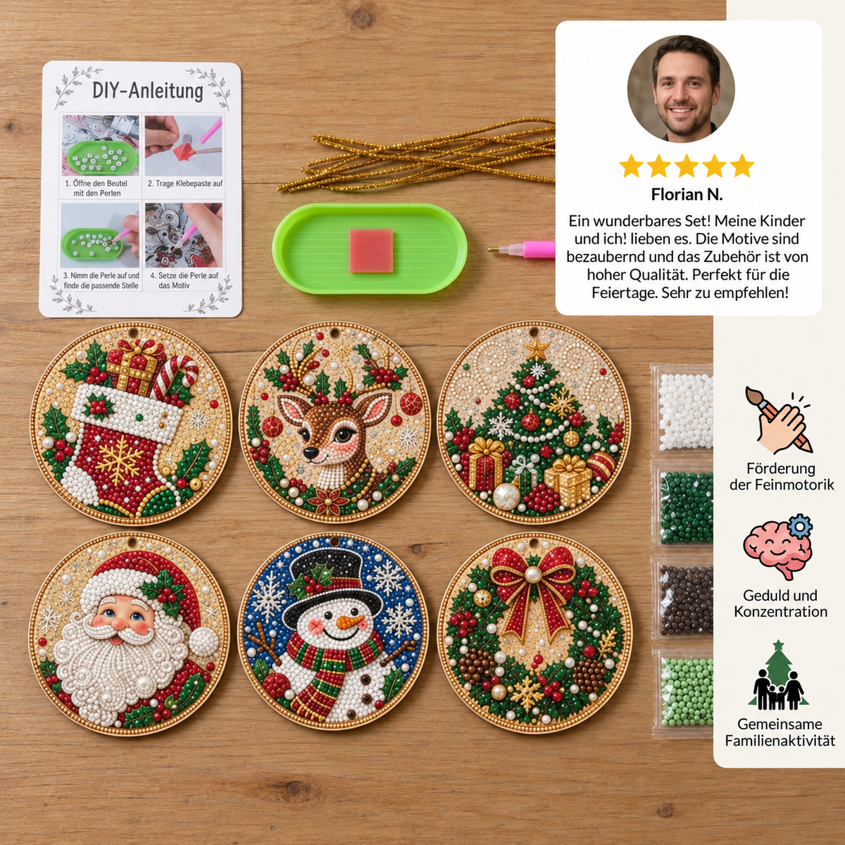 DIY-Weihnachts-Holzanhänger-Diamond-Painting-Set