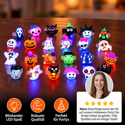 24er-Pack blinkende LED-Halloween-Ringe für Kinderpartys & Süßigkeitentüten