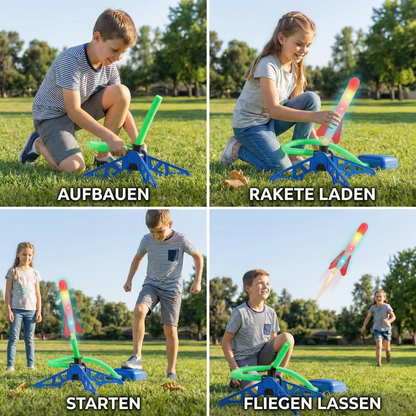 Kinder Raketenstarter mit Fußpumpe – Leuchtendes Outdoor Luftdruck-Spielzeug